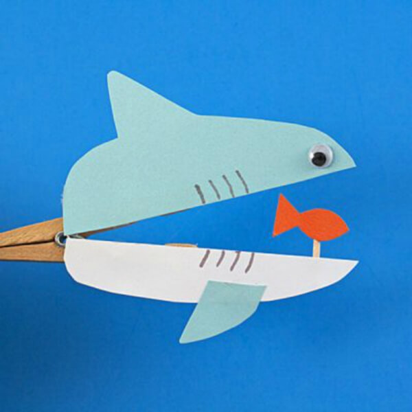 Clothespins Shark Idea For Kids