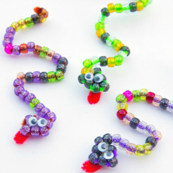 Pony Bead Crafts For Kids Pipe Cleaners And Beads Snakes Craft