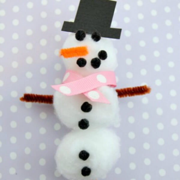 Snowman Made Out Of Cotton Balls.