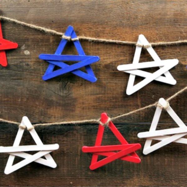 Fun To Do Recycled Star-Shaped Garland Craft With Popsicle Stick