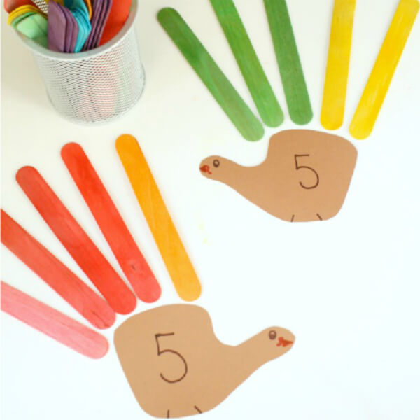 Colorful Popsicle Stick Handprint Turkey Thanksgiving Craft