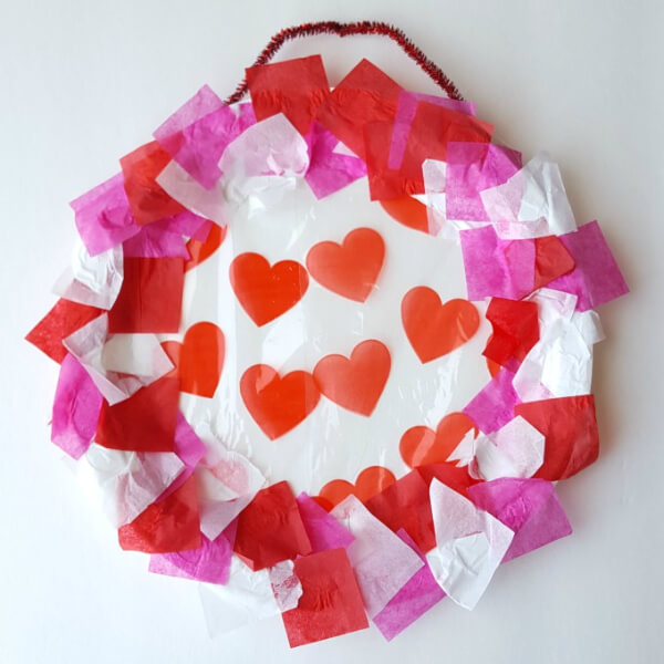 Paper Plate & Tissue Paper Valentine Wreath