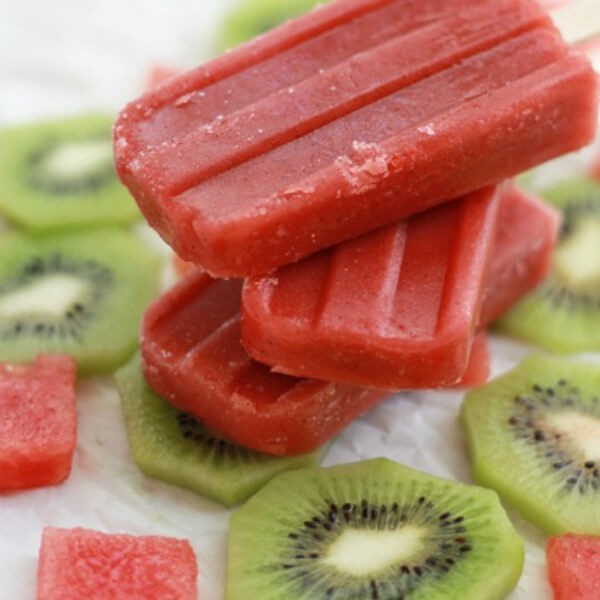 Strawberry Watermelon Kiwi Popsicles