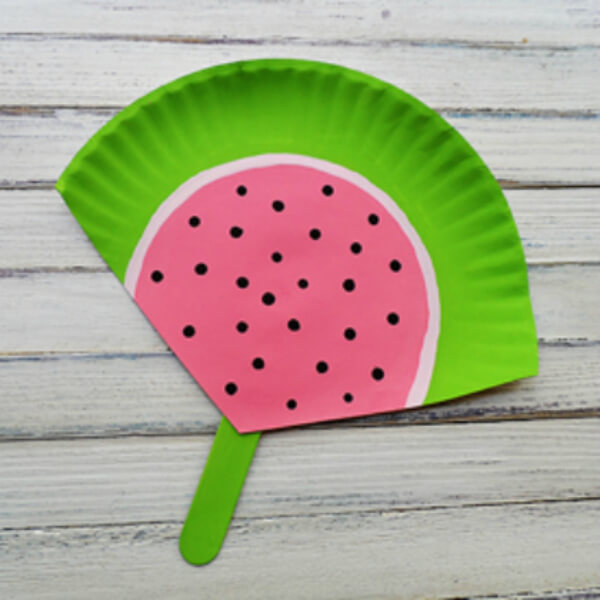 Easy & Simple Paper Plate Watermelon Craft With Popsicle Stick