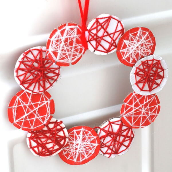 Red And White Yarn Wreath