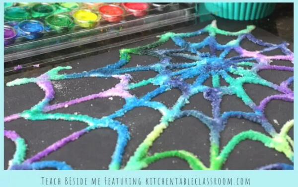 Salt And Glue Spider Web DIY Spider Craft Ideas For Kids