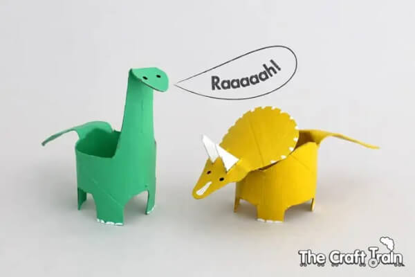 Fun to Make Recycled Toilet Paper Roll Dinosaur Craft Activity For Kids