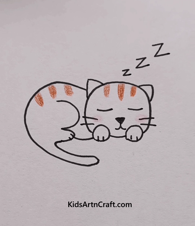 Cute Sleeping Cat - Adorable Illustrations of Animals for Children