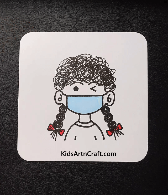 Girl With Curly Hair , Colorful Drawings for Kids