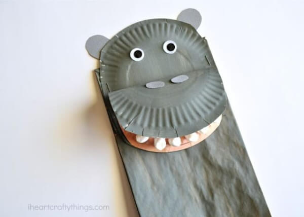Hippo Paper Bag Craft With Paper Plate For Kids