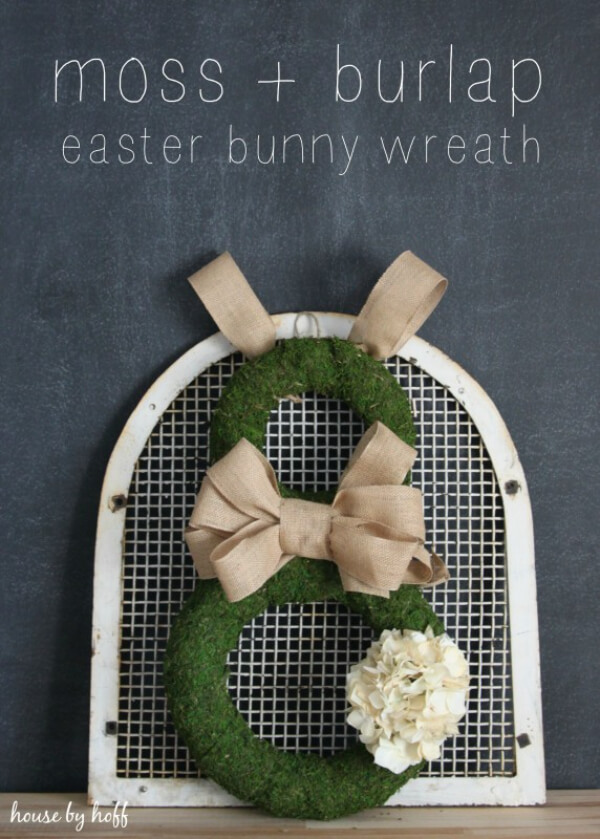 Moss and Burlap Easter Bunny Wreath