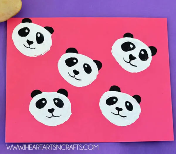 Potato-Stamped Panda Craft