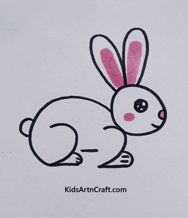 Cute White-Pink Rabbit - Endearing Animal Drawings for Young 'uns