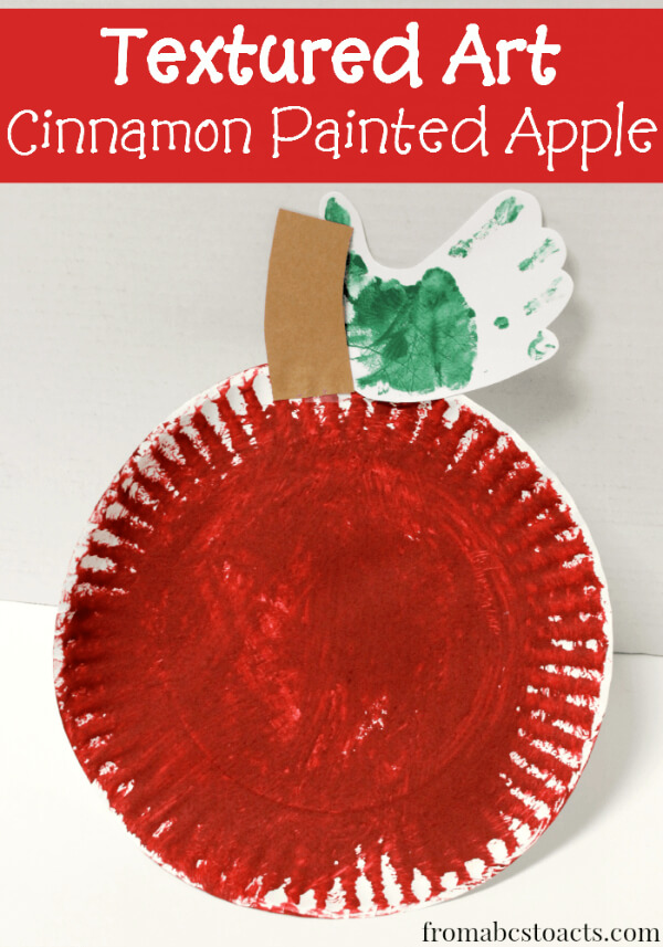 Textured Art Apple Craft With Paper Plate