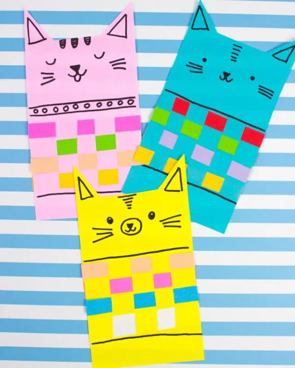 Woven Paper Cat Cat Craft Ideas For Kids