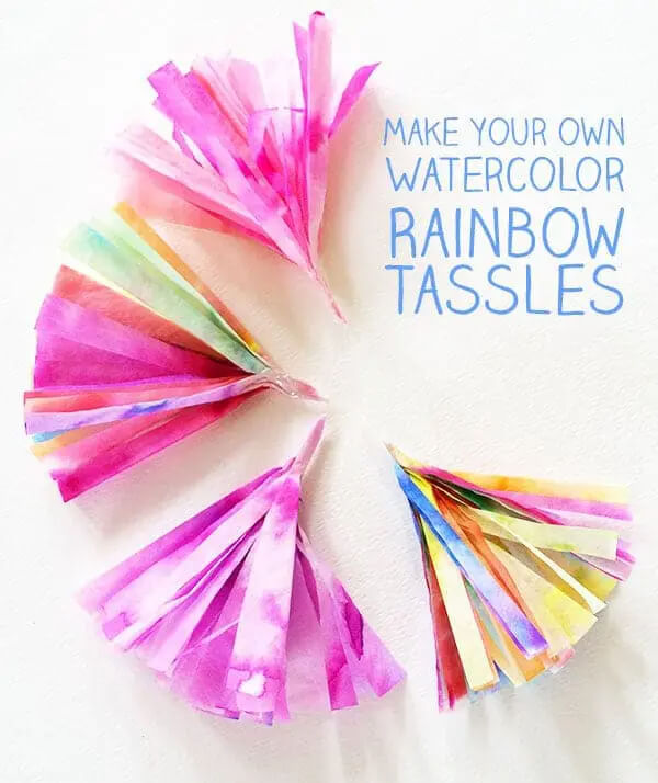 Watercolor Rainbow Tassels