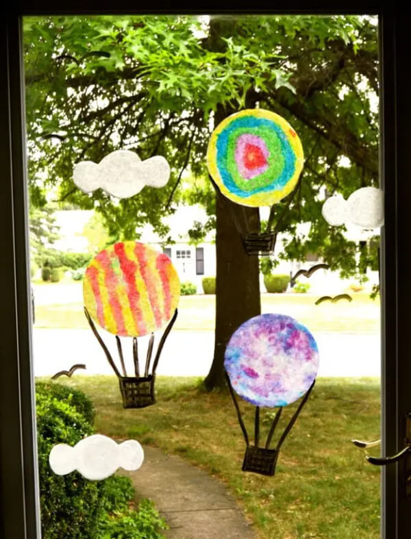 Hot Air Balloon Window Display Easy Coffee Filter Crafts For Kids To Try This Holiday Season