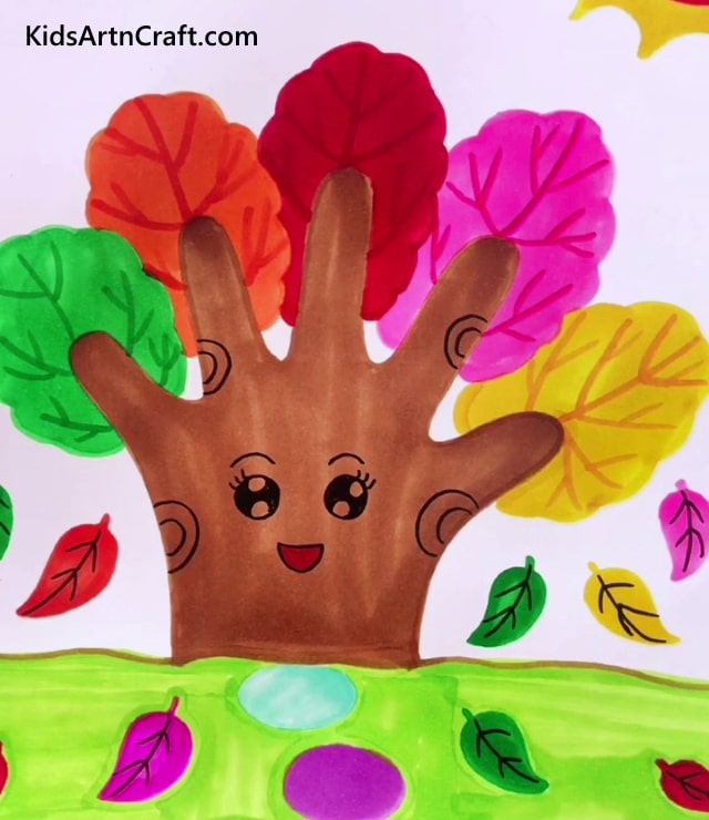 Hand-traced Colorful Tree Drawings For Kids