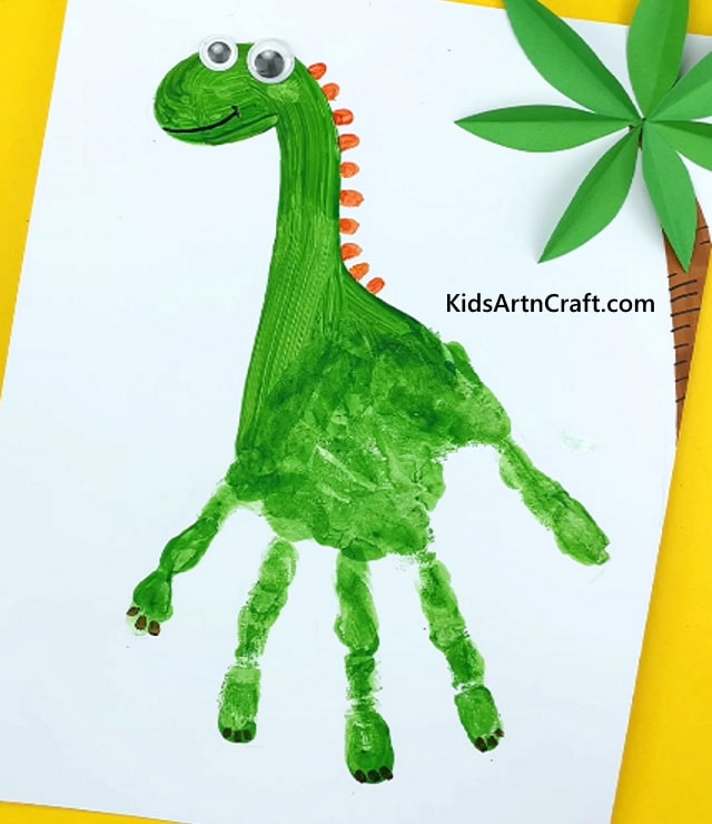 Plant-Eater Green Dinosaur from Hand Painting Art