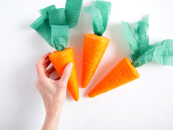 The DIY Yarn Carrots Easter Crafts for Adults