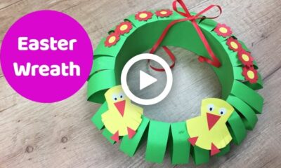 Easter paper wreath easy craft for kids