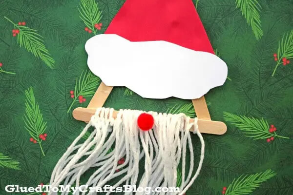 Popsicle Stick And Yarn Bearded Santa