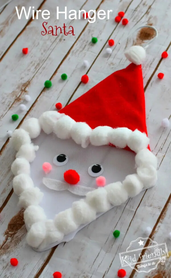 Wire Hanger Santa Christmas Santa Crafts Made With Everyday Supplies