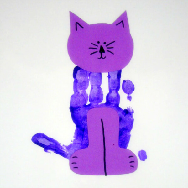 Purple Day Craft Ideas for Preschoolers Hand Print Purple Cat