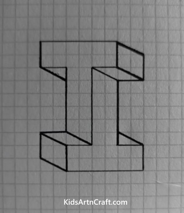 3D 'I' Alphabet Drawing with Pencil Art