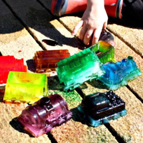 Cool Summer Train Made Out Of Ice For Play Ice Cube Art &amp; Craft Ideas - DIY Activities for Kids
