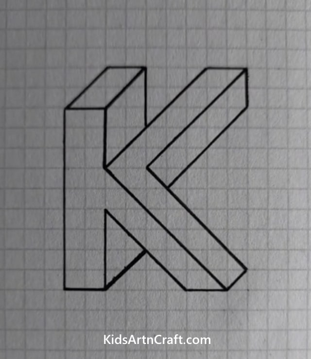 3D 'K' Alphabet Drawing with Pencil Art