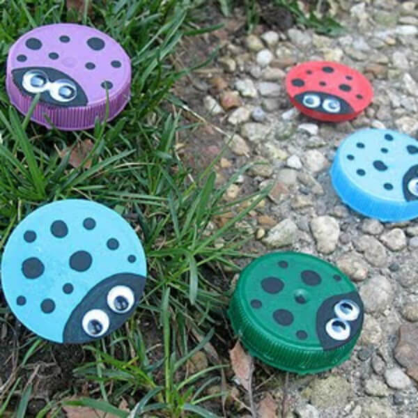 Plastic Lid Ladybugs Ladybug Crafts For Kids
