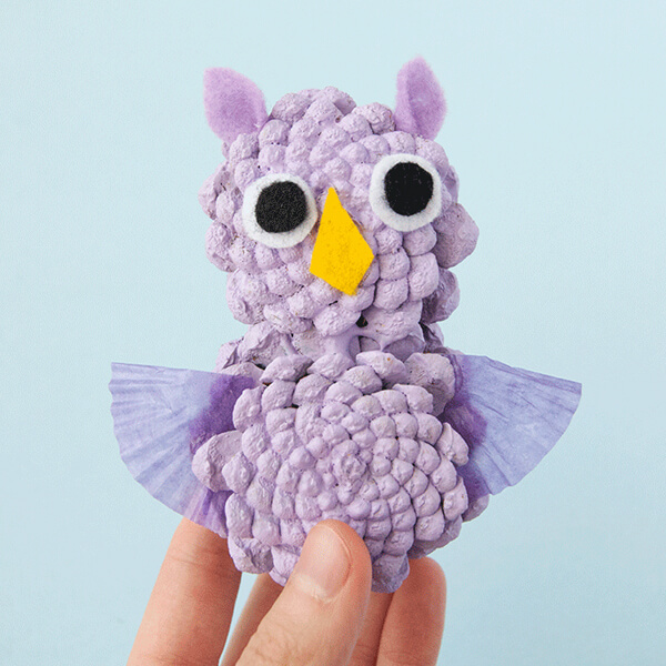Making Painted Purple Pinecone Owls