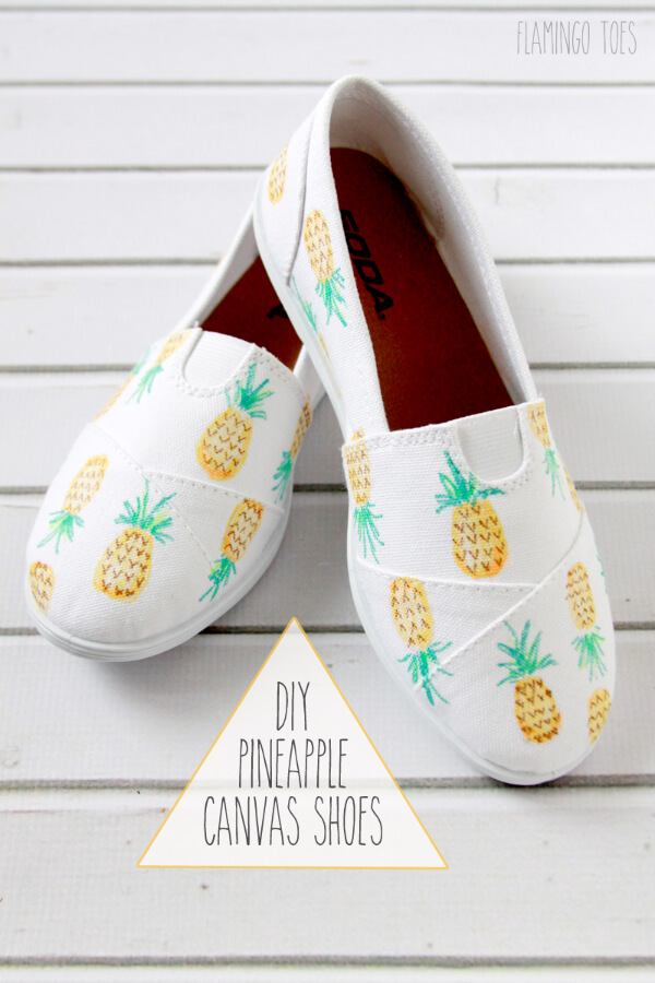 Pineapple Craft Ideas and Activity Cute DIY Pineapple Printed Shoes