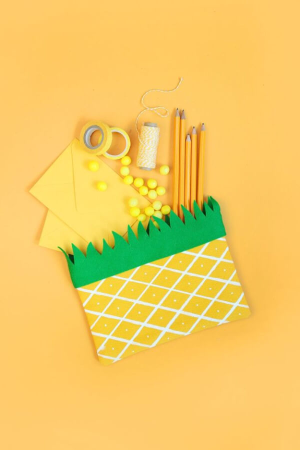 Pineapple Craft Ideas and Activity DIY Pineapple Pencil Pouch