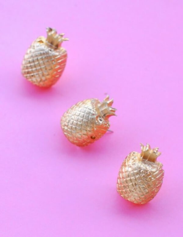 Pineapple Craft Ideas and Activity Gilded Concrete Pineapple Pushpins