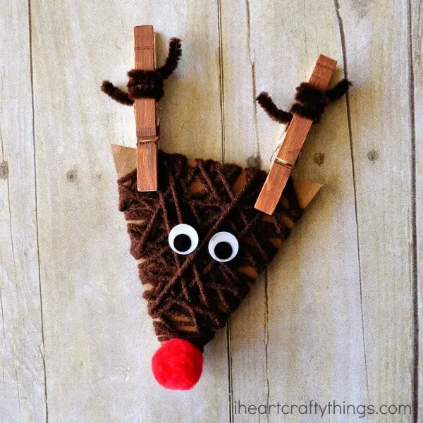 A Reindeer Out Of Yarn Rudolph's Reindeer Craft Ideas For Kids 