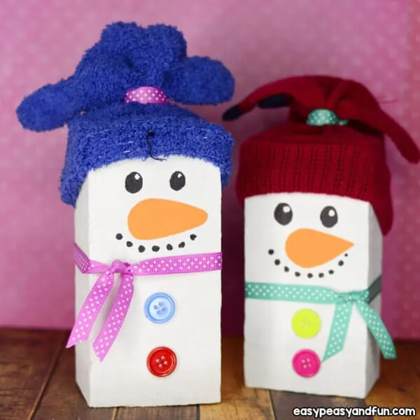 Snowman Crafts For Kids Wood Block Snowman Craft
