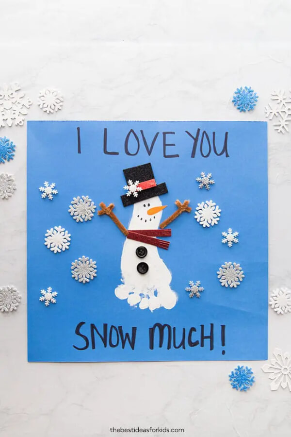 Snowman Crafts For Kids Footprint Snowman Card