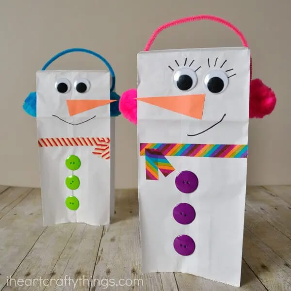 Paper Bag Snowman Puppet