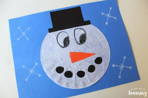 Fun & Quick Coffee Filter Snowman Craft At Home For Kindergartners