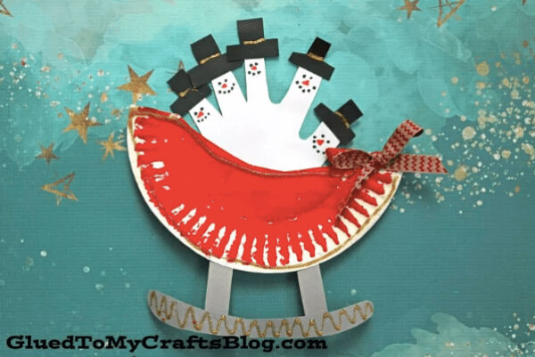 Snowman Crafts For Kids Snowman Sleigh Using Paper Plate