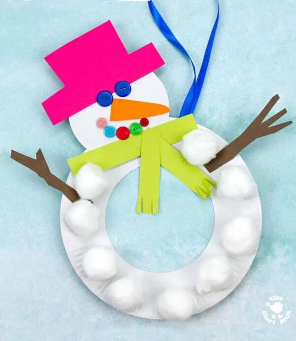 Paper Plate Snowmen Wreath