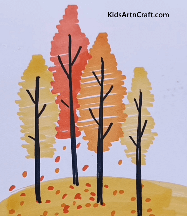 Easy Drawing and Painting Ideas for Kids Watercolor Big Trees