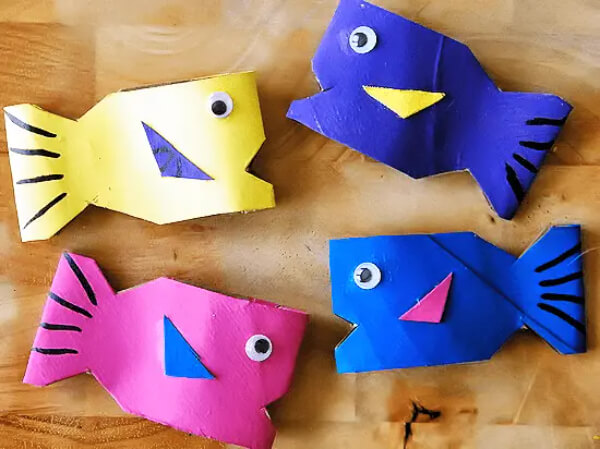 Underwater Sea Creatures Art and Craft Ideas for Kids 3D Cardboard Roll Fish