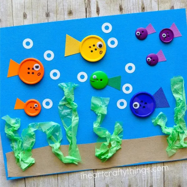 Underwater Sea Creatures Art and Craft Ideas for Kids Button Fist Craft