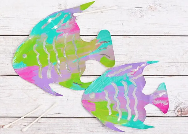 Fine Motor Rainbow Fish Foil Painting Activity