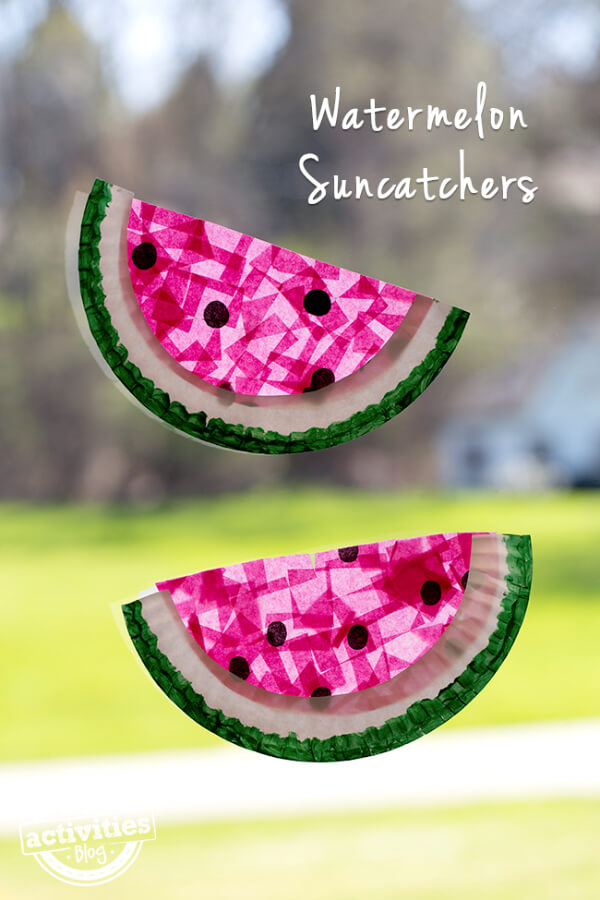 Paper Plate Watermelon Suncatchers
