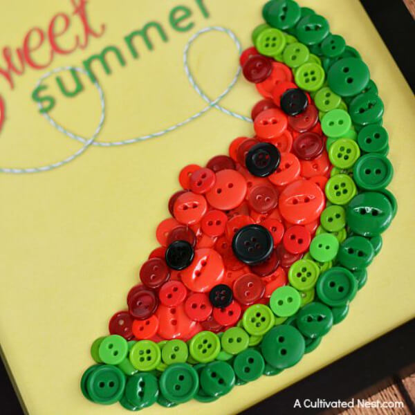 Easy Watermelon Crafts & Activities for Kids Watermelon Button Craft