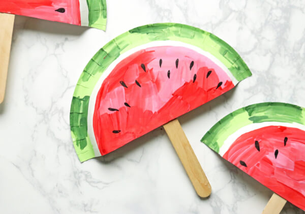 Easy Watermelon Crafts & Activities for Kids Watermelon Paper Plate Fan
